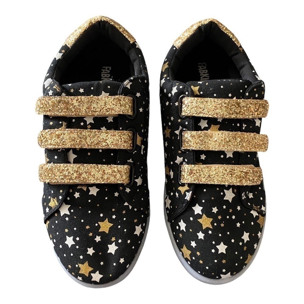 FABKIDS-BLACK & GOLD LIGHT UP SHOES-SIZE 7